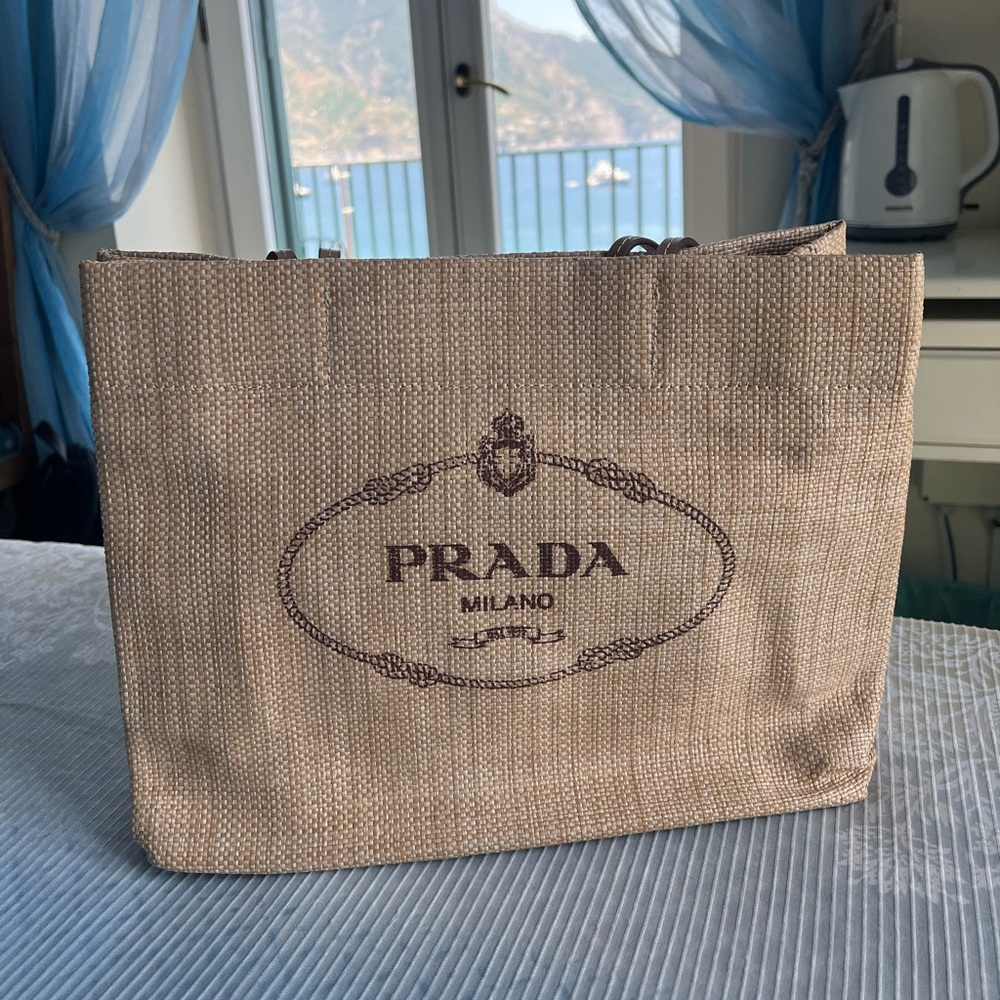 Prada Natural Raffia Paglia Tote